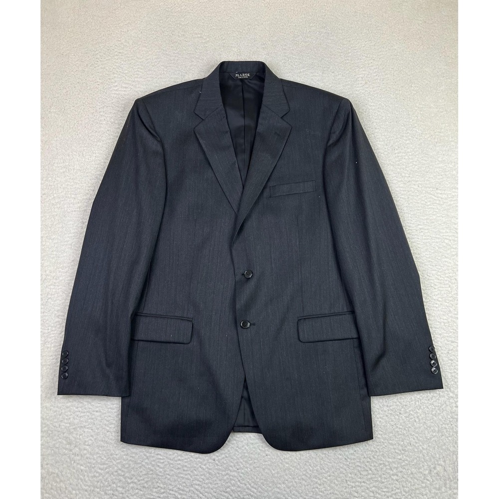 Jos A Bank‎ Blazer Mens 41L Charcoal Gray Wool Traveler Tailored Fit TRVRF30062